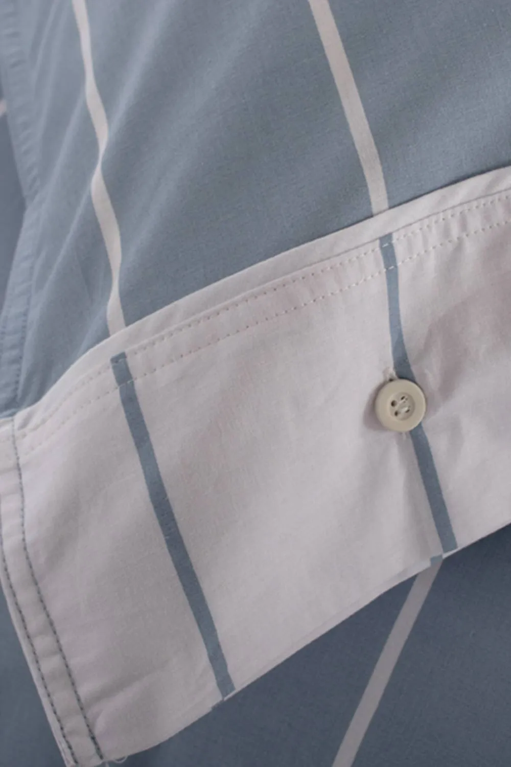 The Lyndon Company Next Level 100% Duvet Cover Set with Cuff Detailing in Blue 4