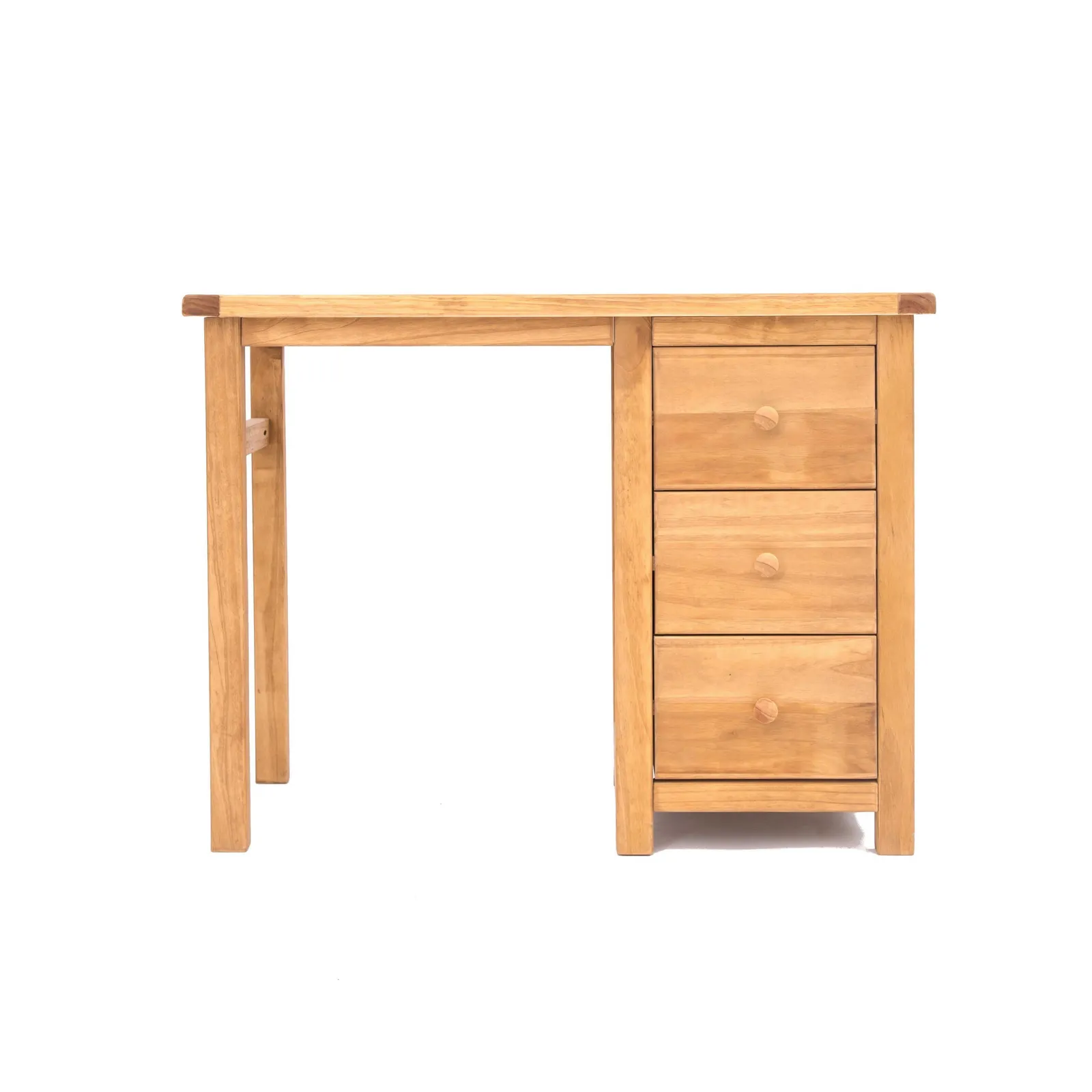 Cabinet Bits Lugo 3 Drawer Desk - Dressing Table Wood Knob in Light Brown