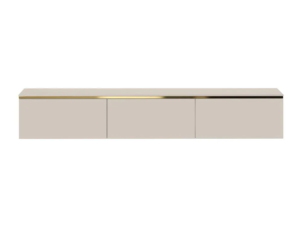 Vente-unique Wall-Mounted TV Unit With 3 Doors - Beige & Gold - VUKIA 4