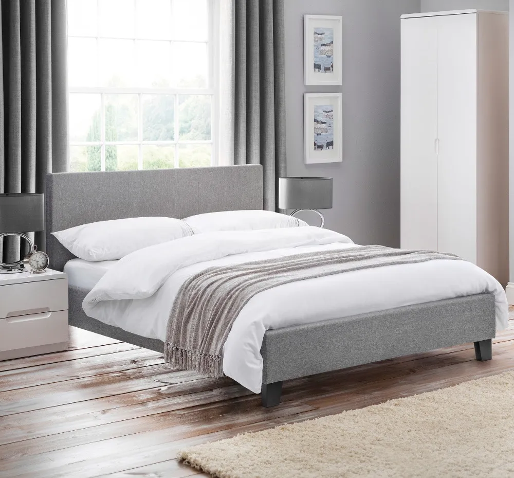 Rialto - Single Bed - Light Grey - Low Foot-End - Fabric - 3ft - Happy Beds 1