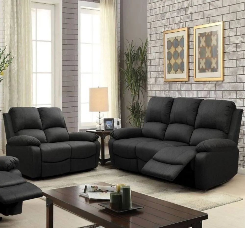 Comfy Living Ltd Luxury Fabric Reclining 3 Seater Sofa 2 Seater Sofa & Chair Set in Dark Grey