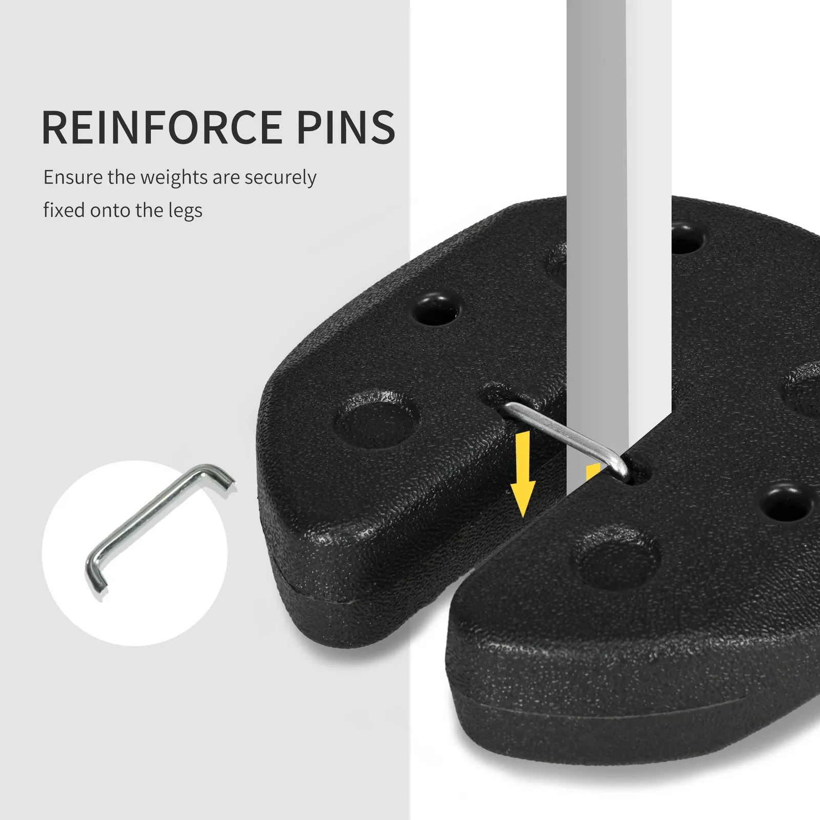 OUTSUNNY 12KG Gazebo Weights Set of 4 with Reinforce Pins for Canopies Marquees Tents in Black 5