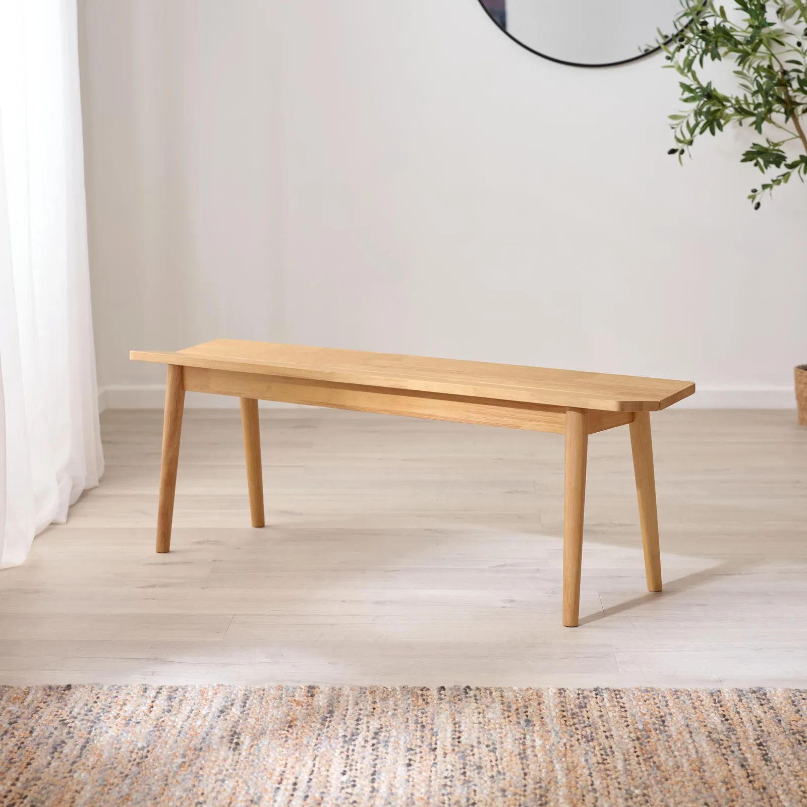 FurnitureboxUK Lynton Small Solid Wood Rustin Farmhouse Dining Bench in Light Oak 2