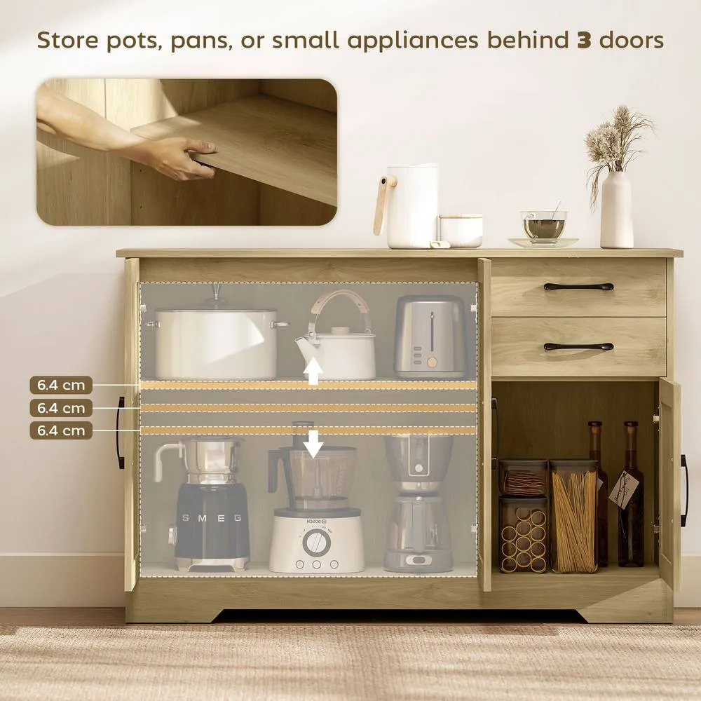 HOMCOM Sideboard with Soft-Close Doors, Modern Storage Cabinet Natural 4