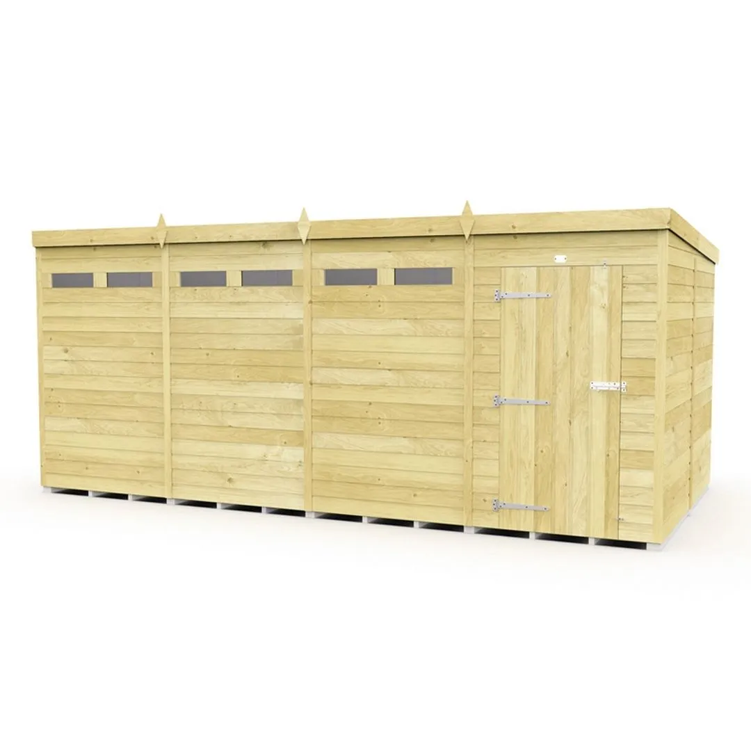 Buttercup Farm 16 x 8 Feet Pent Security Shed - Single Door - L231 x W474 x H201 cm in Brown