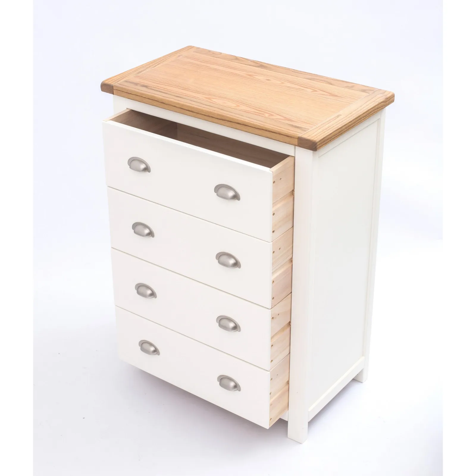 Cabinet Bits Lovere 4 Drawer Chest of Drawers Chrome Cup Handle in Off-White 4