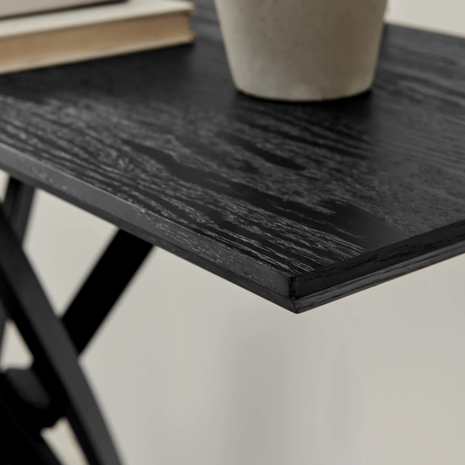 FurnitureboxUK Leonardo Black Wood Veneer Console Table 3