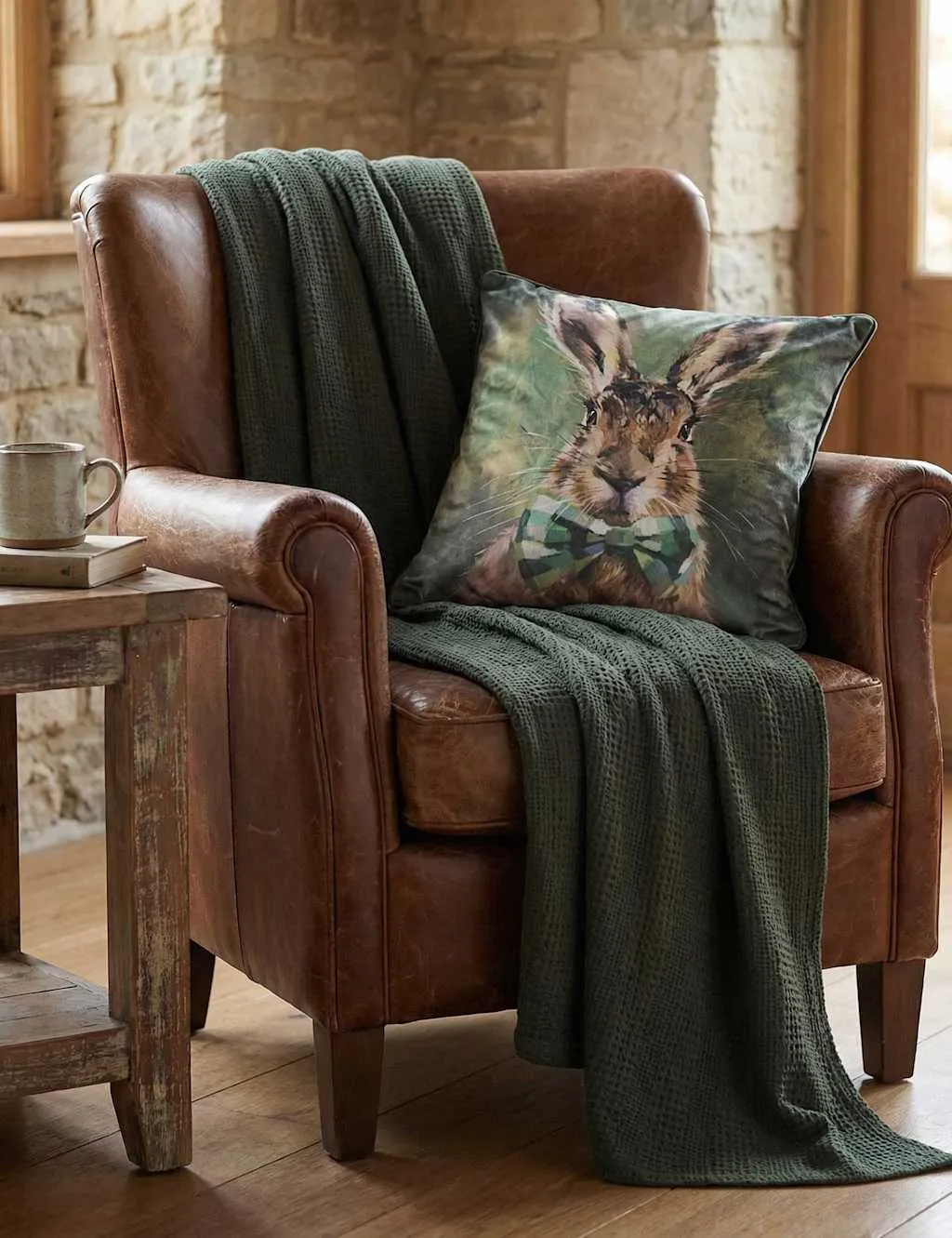 MM Linen Hare Tie Cushion Multi