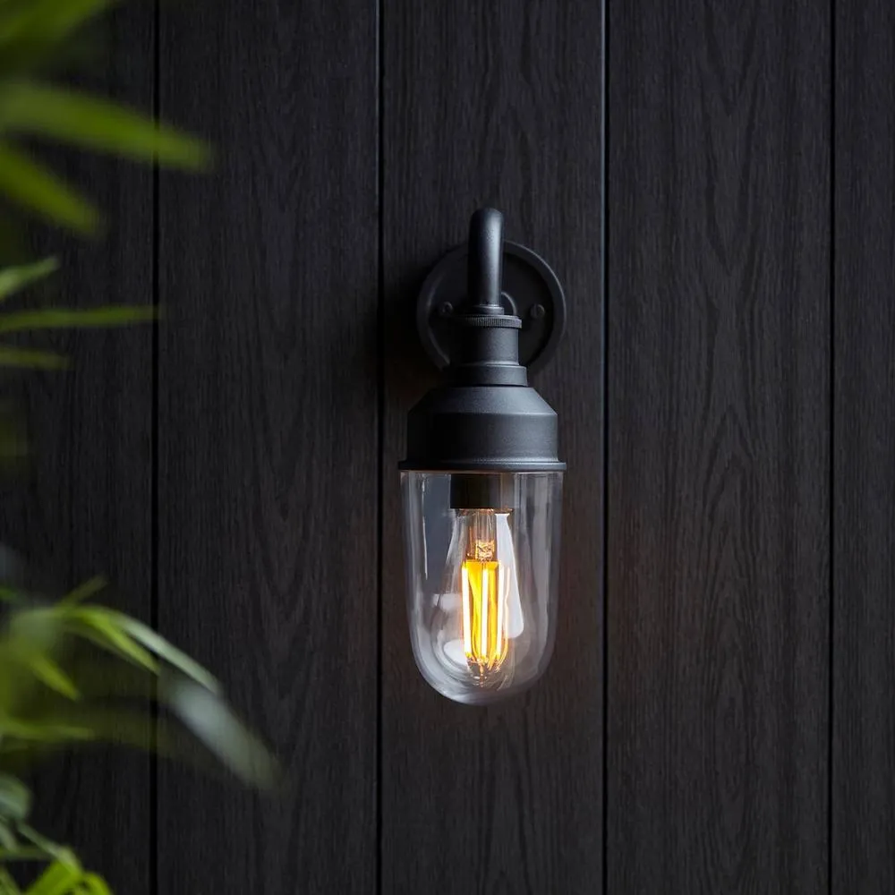 Netlighting Monza Outdoor Wall Lantern Matt Black Clear Glass 4