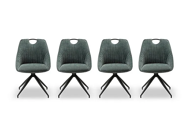 Petra Set of 4 Fabric Swivel Dining Chairs - Green
