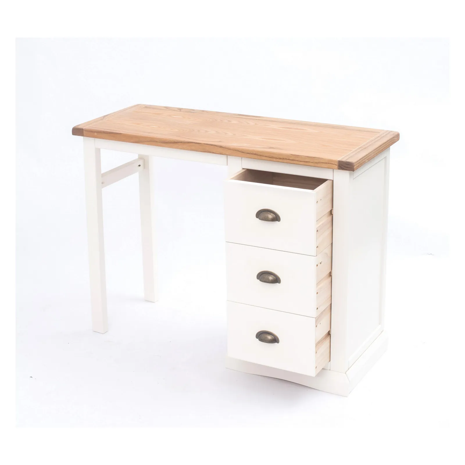 Cabinet Bits Cosenza 3 Drawer Desk - Dressing Table Brass Cup Handle in Off-White 4