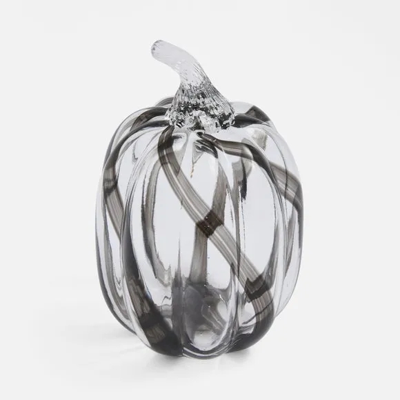 Black Striped Glass Pumpkin Ornament 3