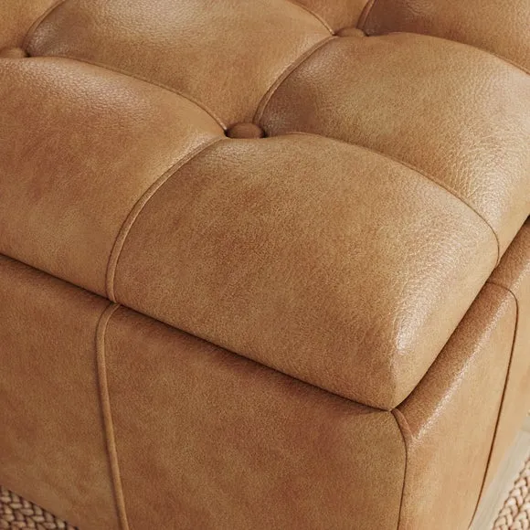 Holland Quilted Faux Leather Tray Table Ottoman 3