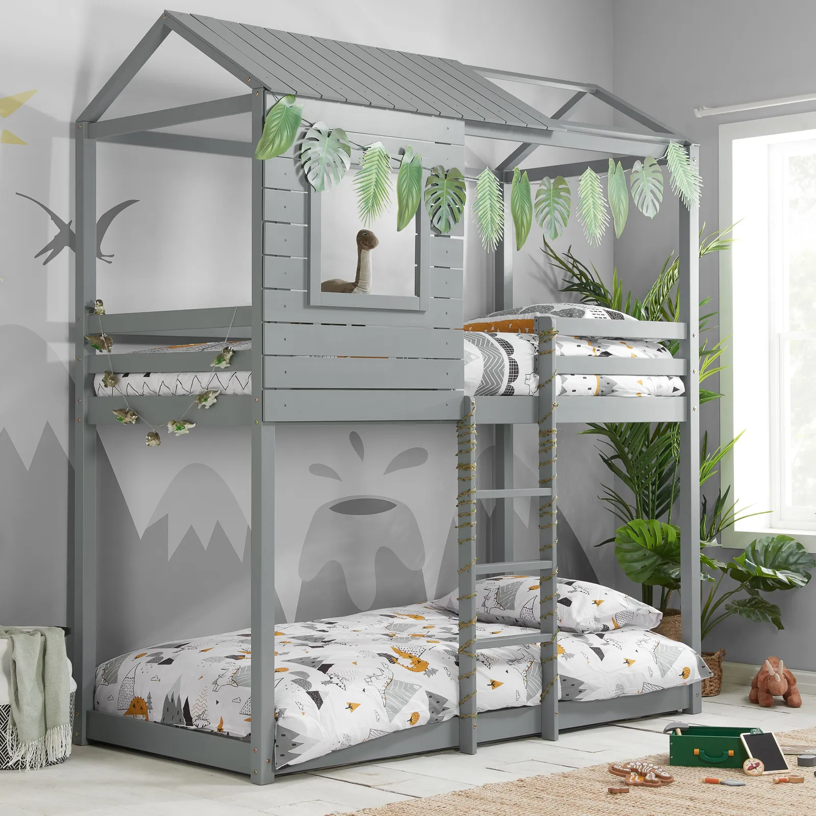 Birlea Solid Wood Bunk Beds Adventure 3FT Single Bed Pine Frame in Grey 1