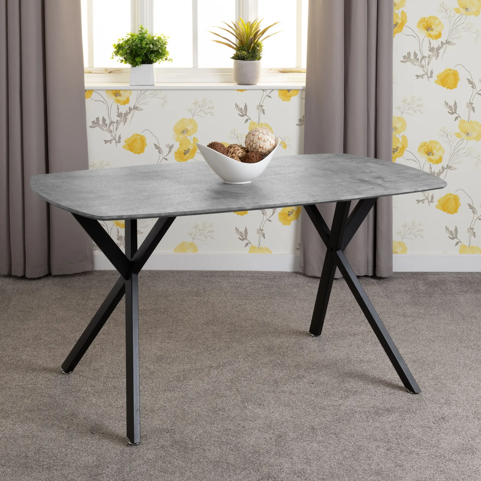 Seconique Athens Rectangular Concrete Effect Dining Set with Avery Chairs in Green 3