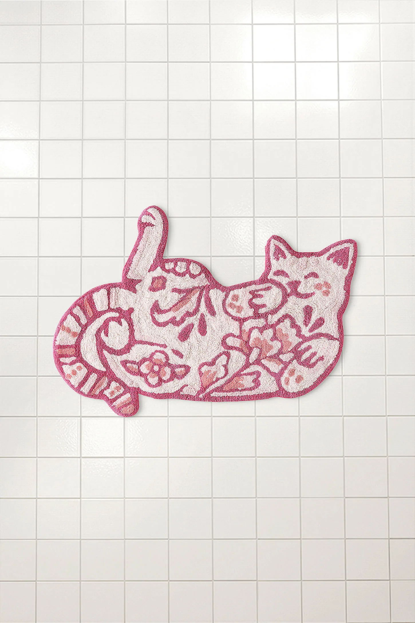 Delft Cat Bath Mat - Pink 2
