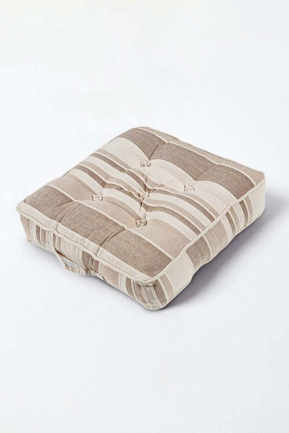 Homescapes Morocco Striped Cotton Floor Cushion in Beige 1