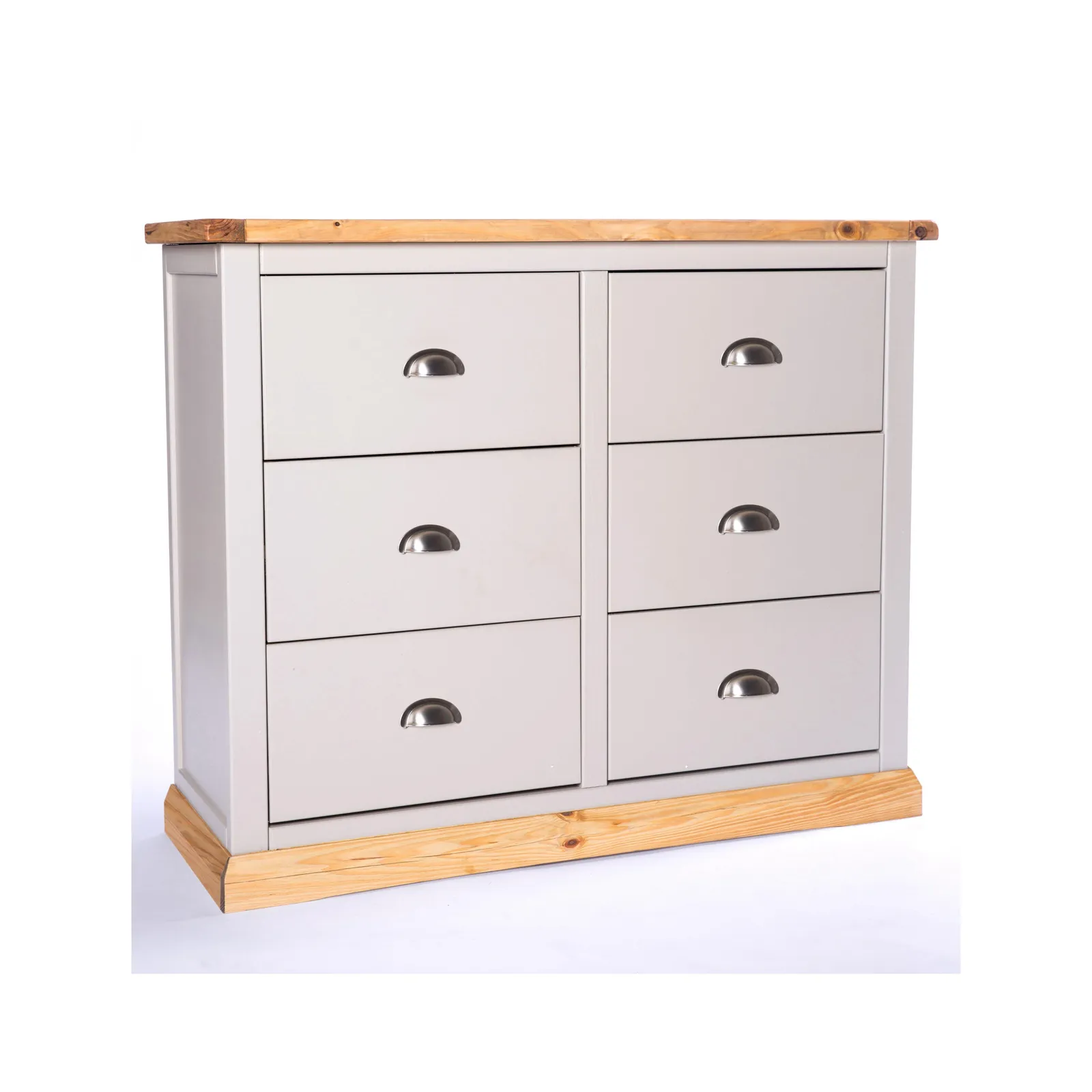 Cabinet Bits Bomporto 6 Drawer Chest of Drawers Chrome Cup Handle in Light Grey 2