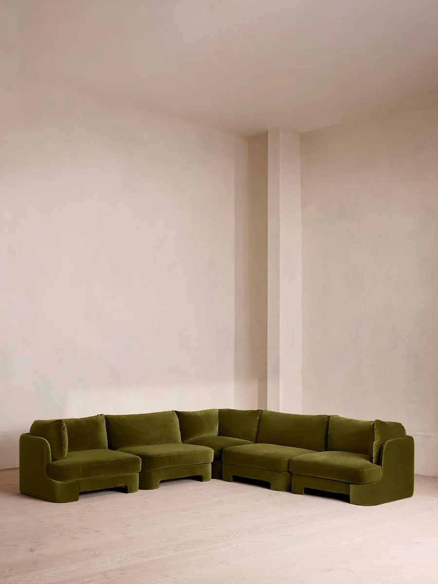 Odell Deeper Sit Modular Sofa, Corner Sofa, Velvet Olive