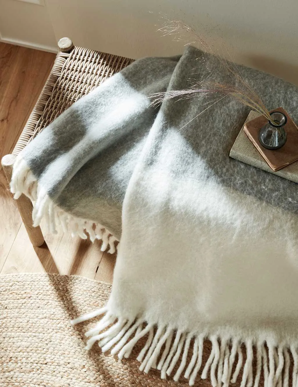 Laura Ashley Bronwen Throw with Wool Grey Mix