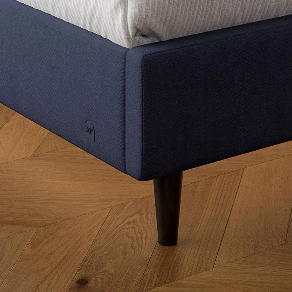 X Rocker Maisie Velvet Upholstered Bed Frame with LED Lights in Navy 2