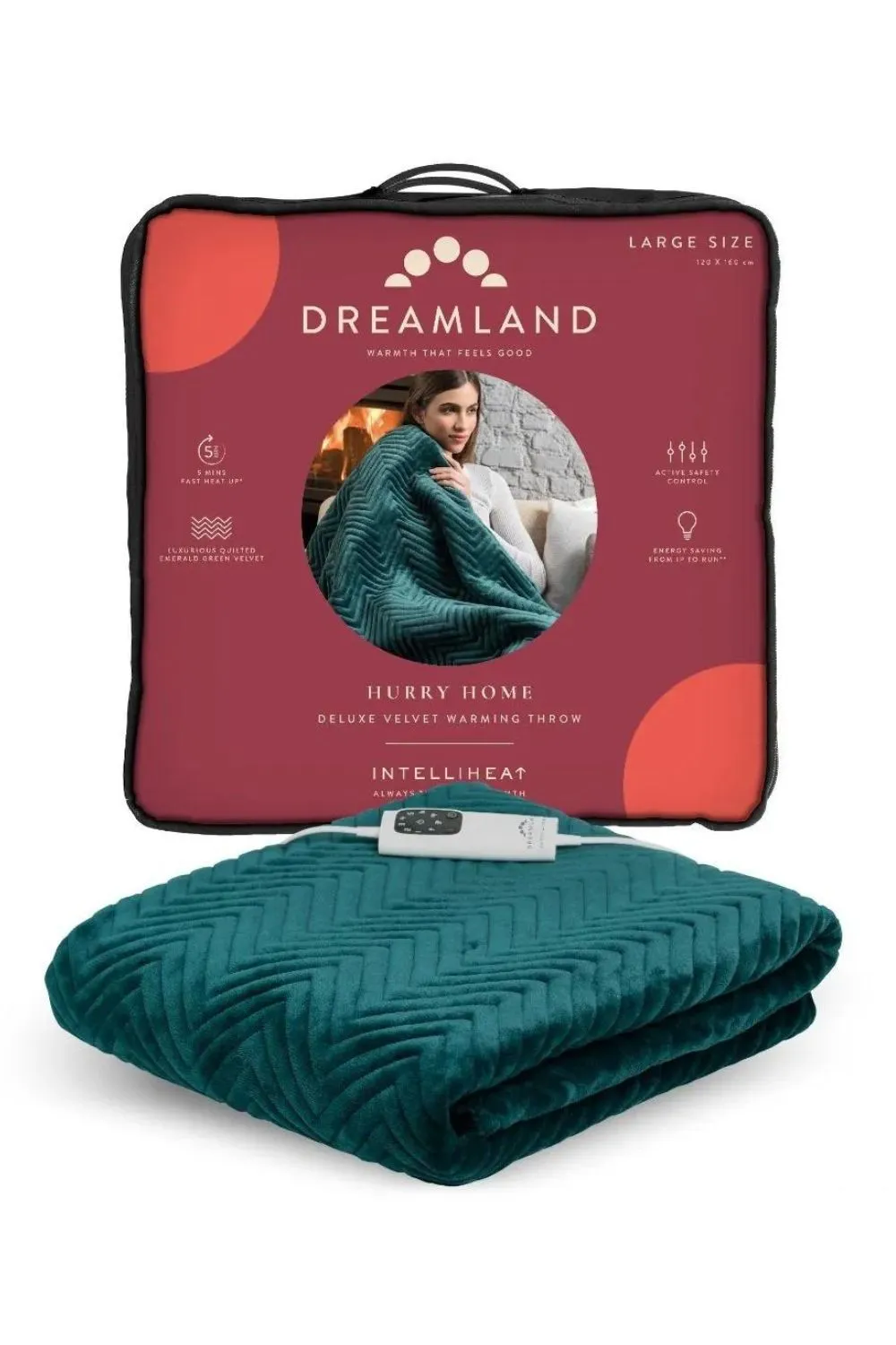 Dreamland 'Hurry Home' Deluxe Velvet Warming Emerald Green Throw