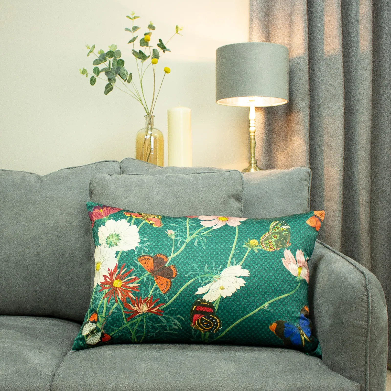 Paoletti Wild Fauna Botanical Cushion in Emerald