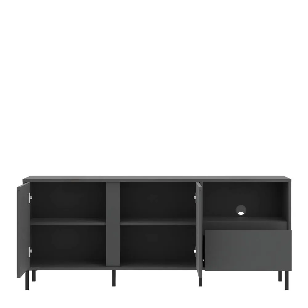 Furniture To Go Avenale Wide TV Cabinet 2 Door 1 Drawer in Anthracite in Dark Grey 3
