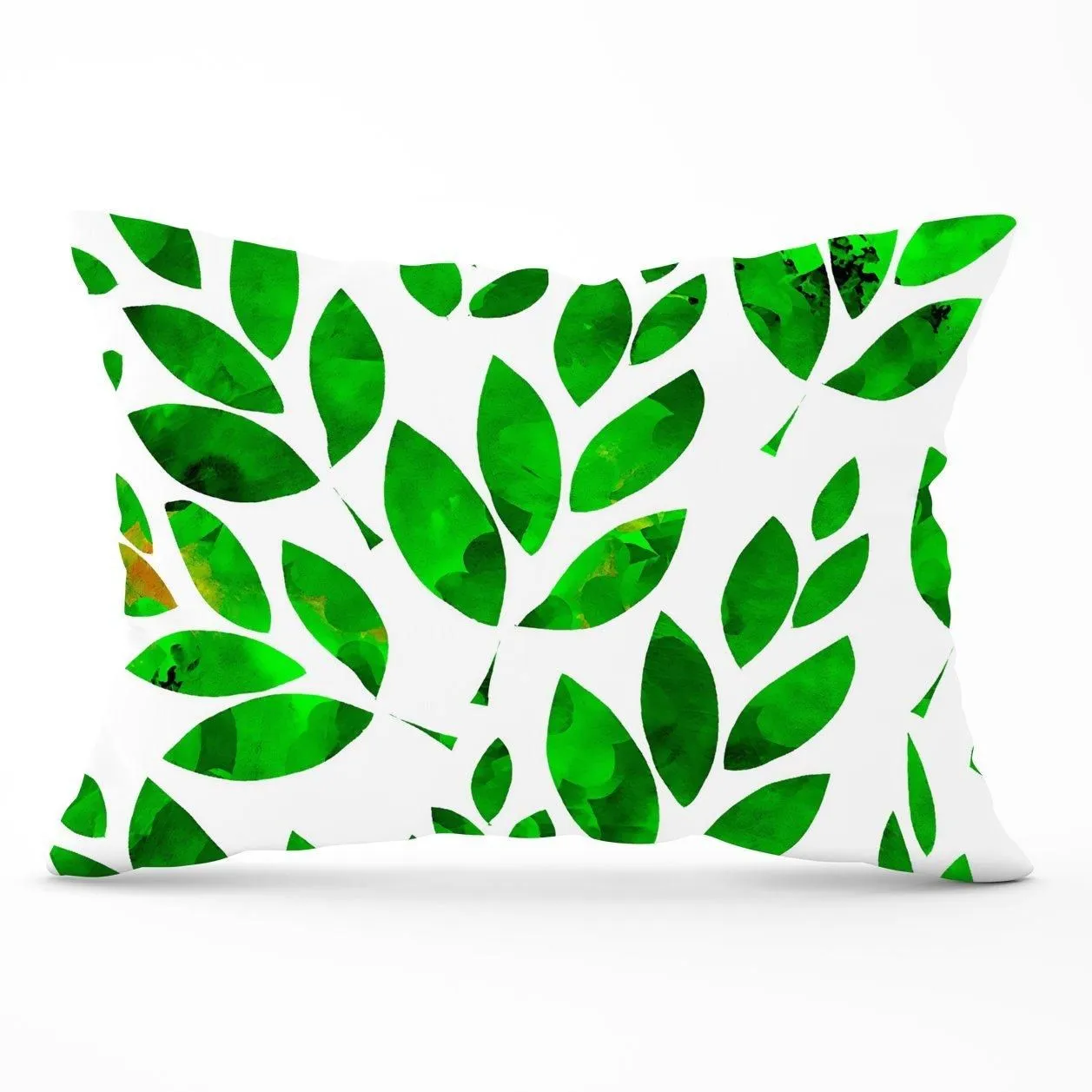 Warren Reed - Designer Watercolor Abstract Leaves Cushions in Green