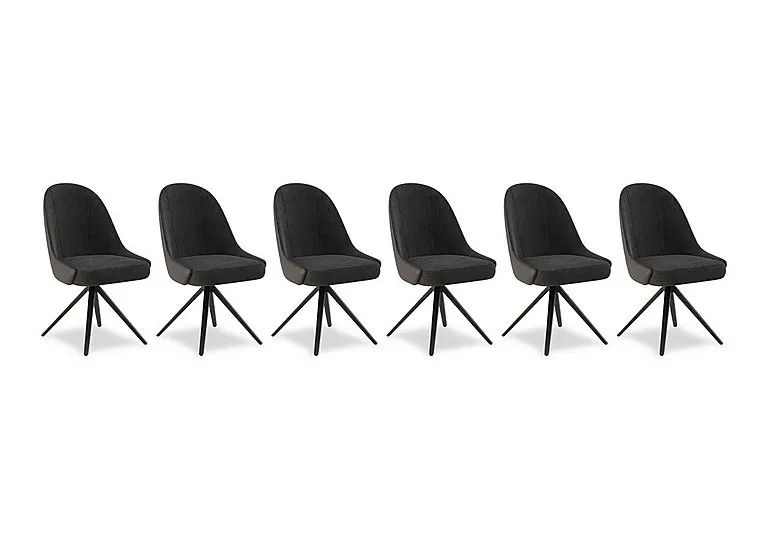 Jose Set of 6 Swivel Dining Chairs - Anthracite