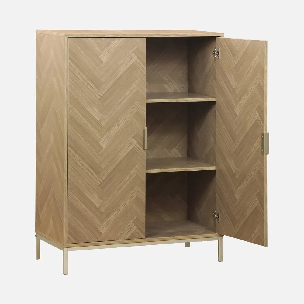 sweeek 110cm Herringbone Storage Cabinet With 2 Doors in Light Brown 4