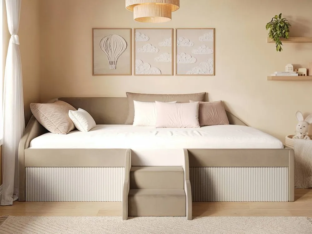 Flair Aviana Velvet Low Sleeper Bed with Beige Cord 2