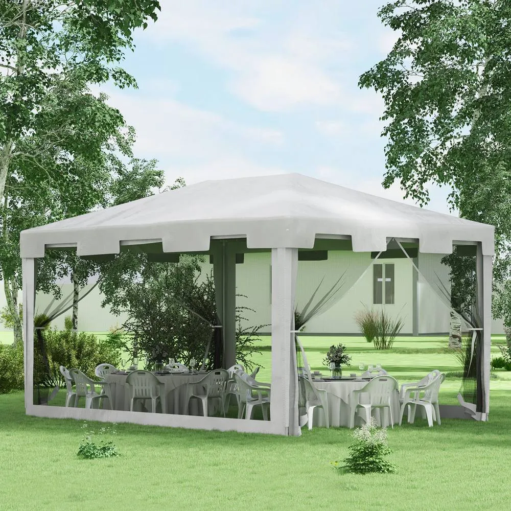 OUTSUNNY Party Tent Waterproof Garden Gazebo Canopy Wedding Cover Shade in White