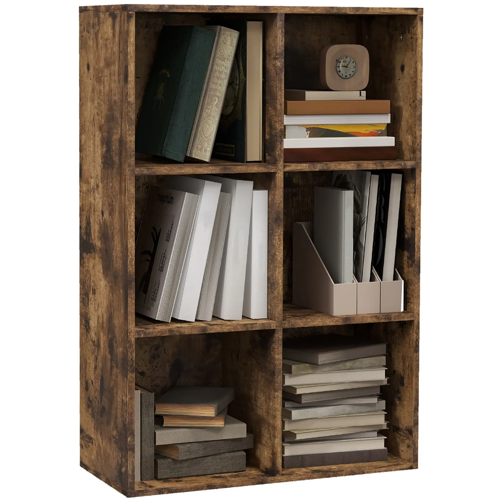 HOMCOM Cubic Cabinet Bookcase Storage Shelves Display Organiser in Brown 2