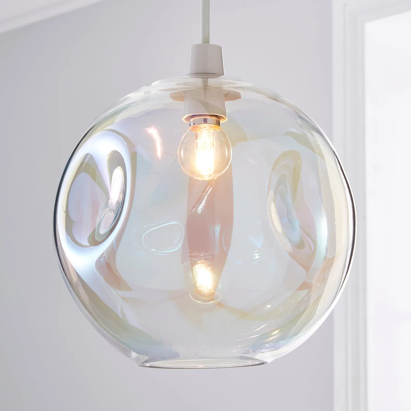 Alexis Glass Easy-Fit Pendant 25cm Silver