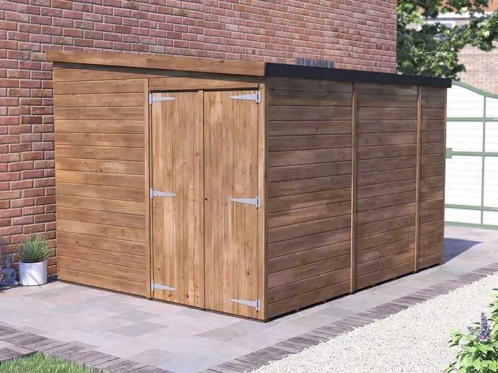 Dunster House Wooden Shed 2.4 x 3m (8' x 10') 15mm Pen - Overlord Modular in Brown 3