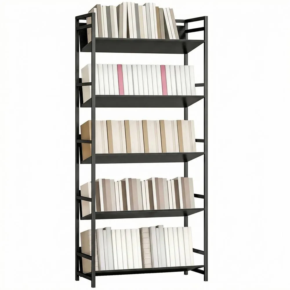 HOMCOM Bookcase Anti-Slip Design 5-Tier in Black 2