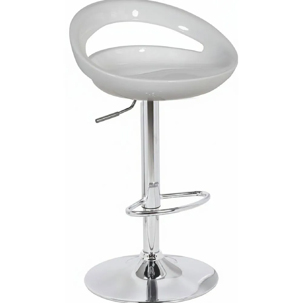 netfurniture Halfy Half Moon Retro Kitchen Bar Stool - White Seat Height Adjustable