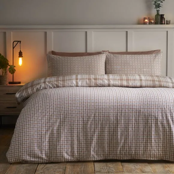 Catherine Lansfield Hamish Check 100% Brushed Cotton Duvet Cover & Pillowcase Set 2
