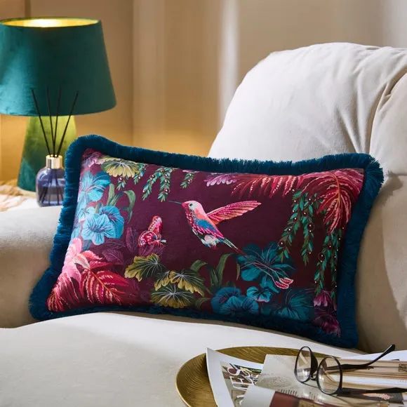 Bright Rainbow Birds Rectangle Cushion