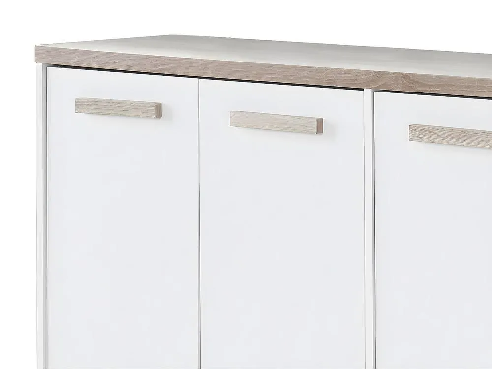 Vente-unique Shoe Cabinet With 3 Doors & 3 Compartments - White & Light in Light Oak 5