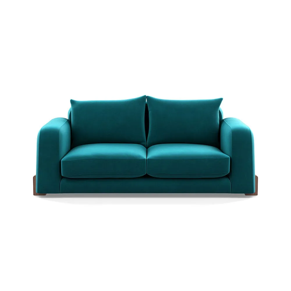 Heal's Nuvola 3 Seater Sofa Smart Velvet Petrol Walnut Stained Feet