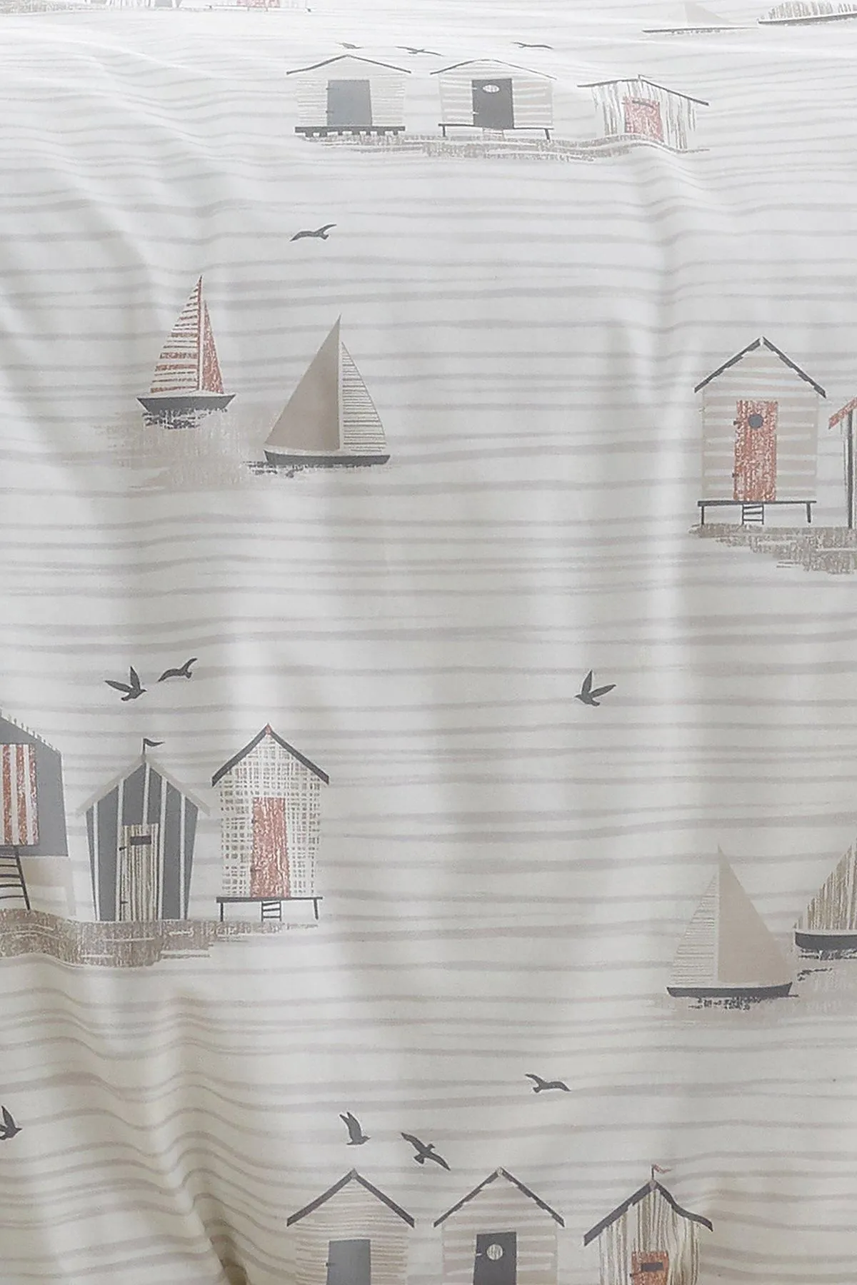 Fusion 'Beach Huts' Summer Seaside Print Duvet Cover Set in Natural 3