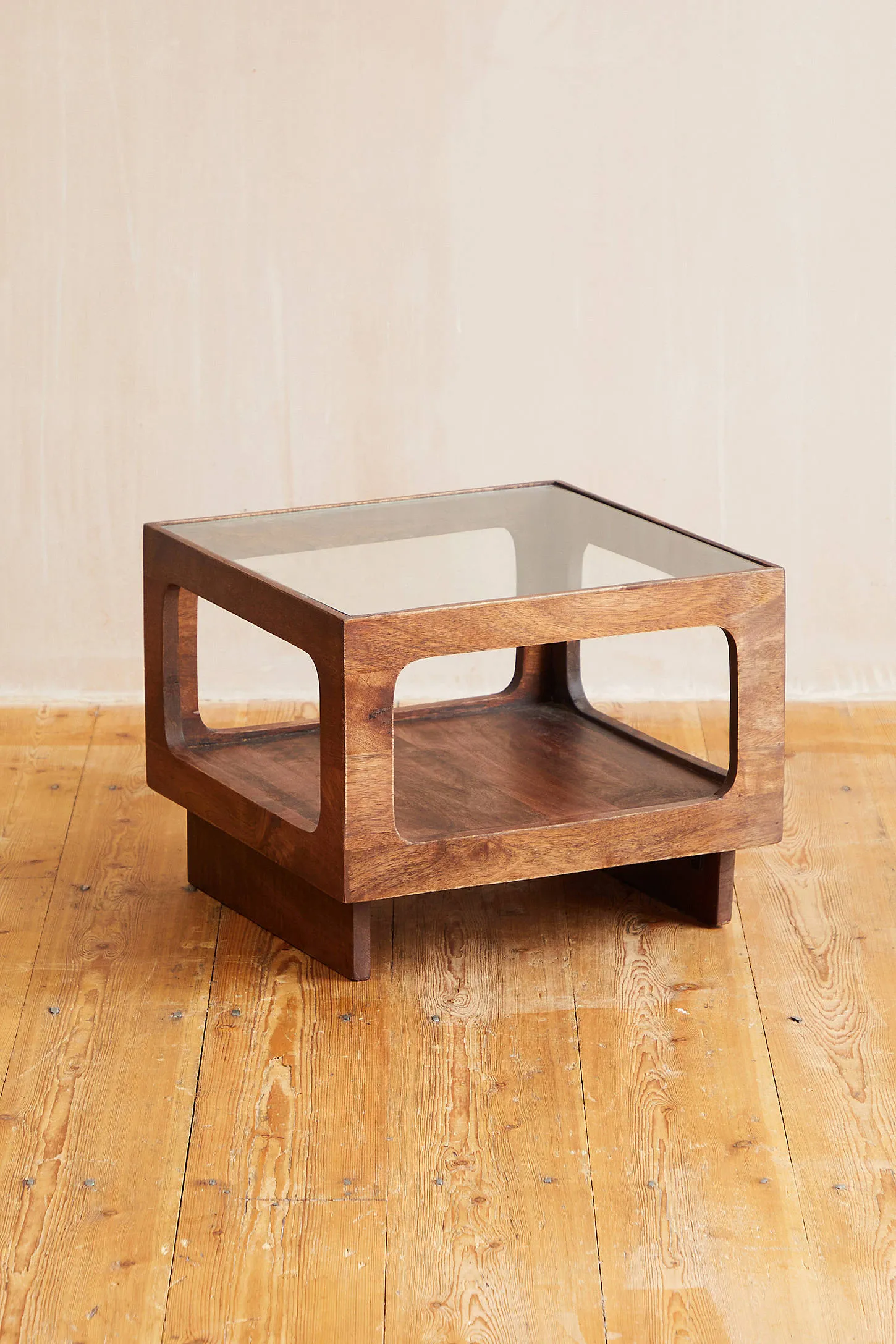 Cynthia Glass Top Square Coffee Table - Brown 3