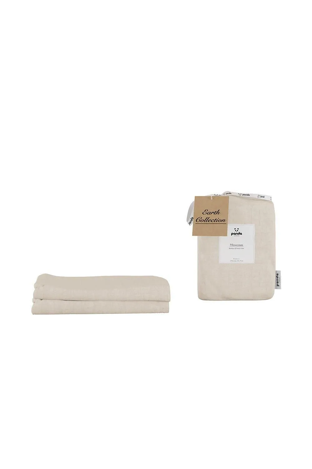Panda London Panda Bamboo & French Linen Pillowcases (2-Pack) in Beige