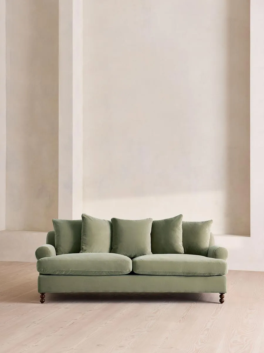 Audrey Three Seater Sofa, Velvet, Seafoam