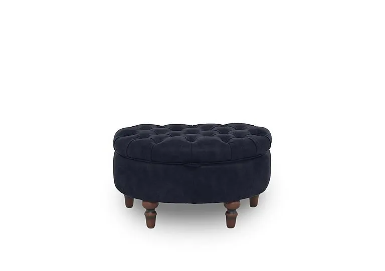 Columbus Fabric Half Moon Footstool - Manhattan Indigo