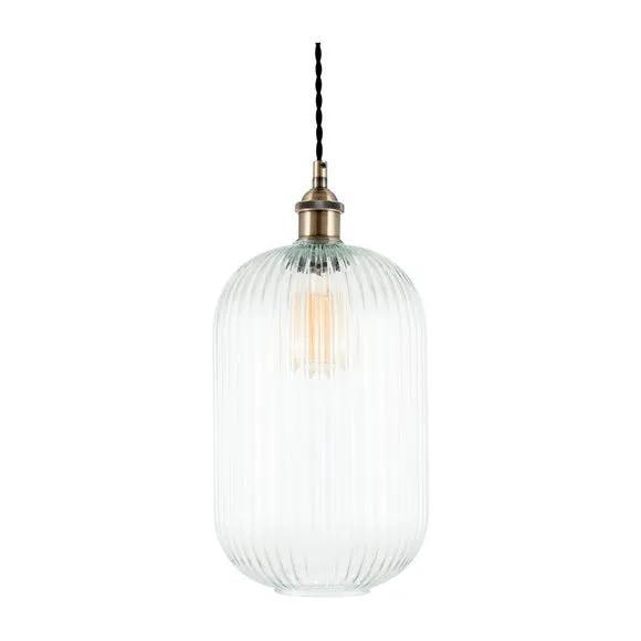 Abigail Tall Ribbed Glass Pendant Light 3