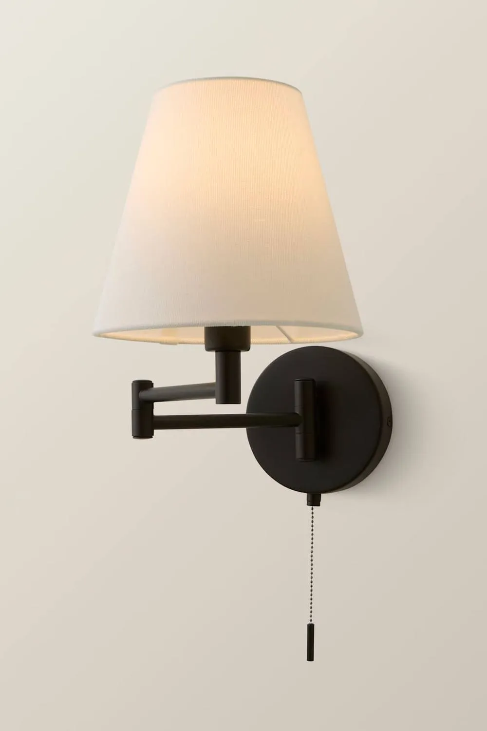 ValueLights Sonia Pair of Swing Arm Wall Lights with Taper Linen Shades & Bulbs in Black 2
