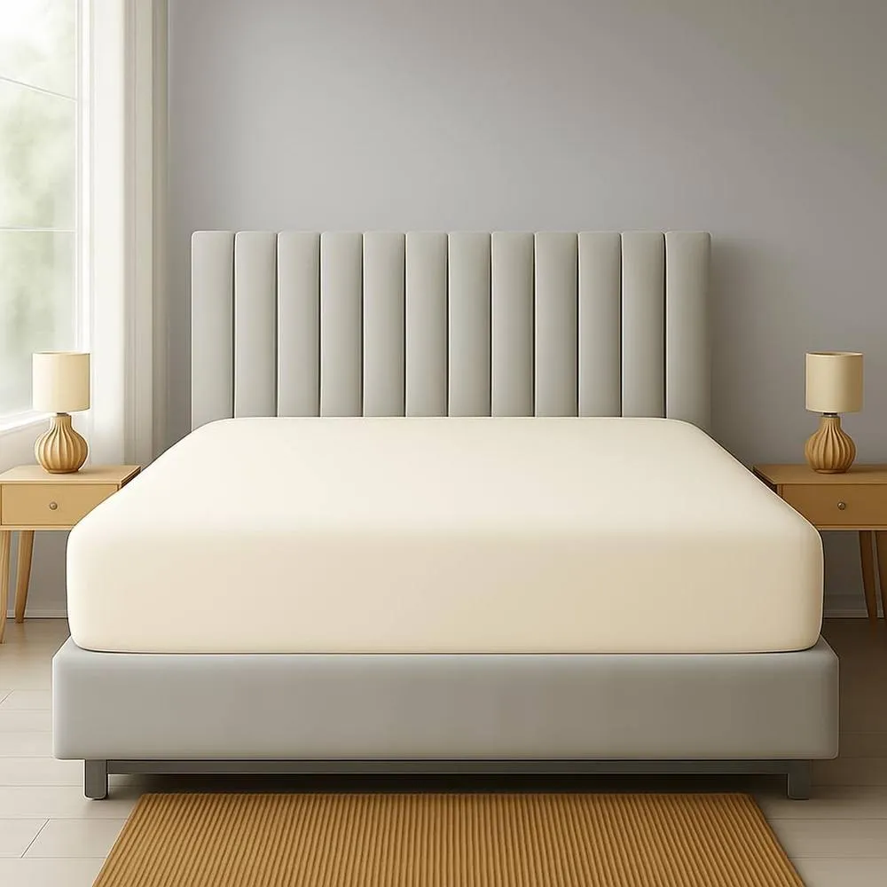 Homes-Linen Extra Deep 16"/40cm Polycotton Easy Care Fitted Sheet in Cream